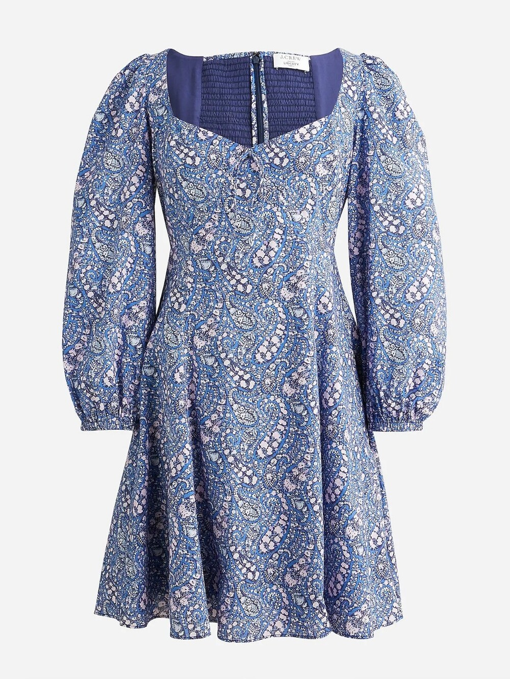 NWOT J. Crew x Liberty Fabric Navy Blue Floral Paisley Mini Dress - Size 20